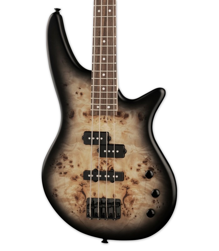Cuerpo y pastillas de la guitarra bajo Jackson modelo JS2P Spectra Bass black burst