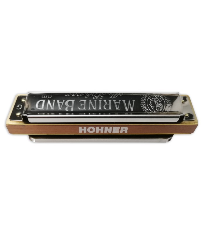 Back of the harmonica Hohner model Marine Band in G natural minor