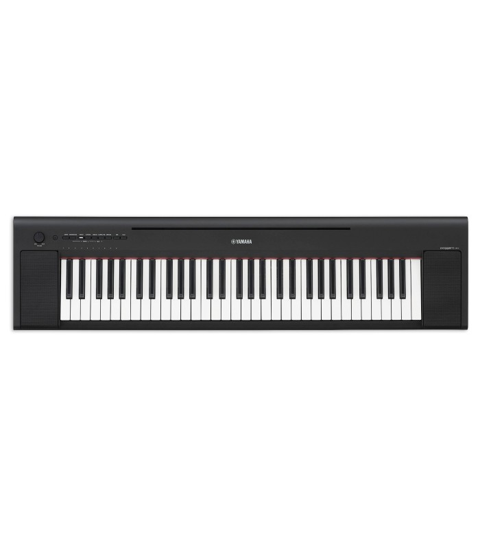 Teclado Yamaha modelo NP 15B em preto e com 61 teclas