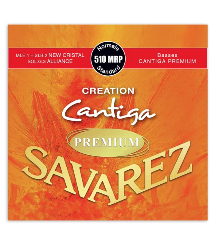Capa da embalagem do jogo de cordas Savarez 510MRP Creation Cantiga Premium de tensão normal para guitarra clássica