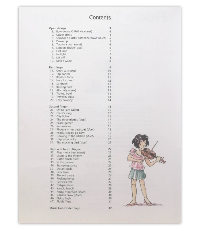 Table of contents of the book Blackwell Fiddle Time Joggers Book 1
