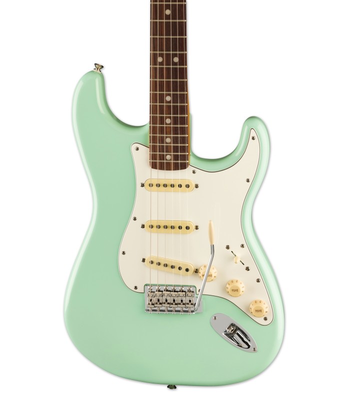 Alder body with the Vintage-Style 70s Single-Coil Strat pickups of the electric guitar Fender model Vintera II 70S Strato RW SFG