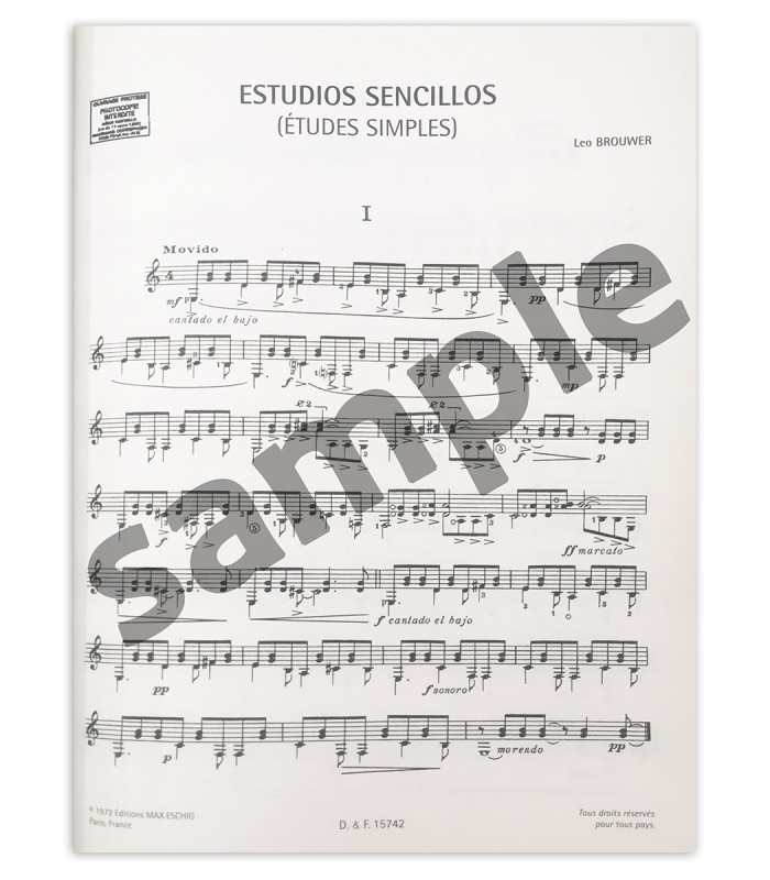 Muestra del libro Leo Brouwer en Dix-neuf Morceaux pour Guitare