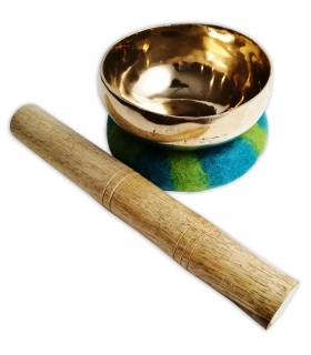 Tibetan singing bowl Gewa model 300G with a felt ring base and wooden striker