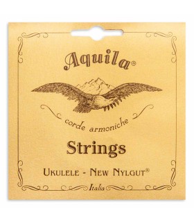 Portada del embalaje del juego de cuerdas Aquila 8U con Sol Grave (Low G) para ukelele concierto