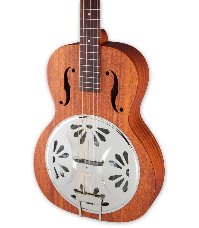 Detalhe do corpo do resonator Gretsch modelo G9200 Boxcar Round Neck