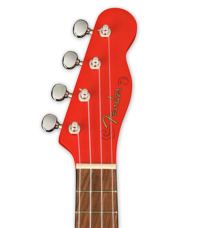 Cabeza del ukelele soprano Fender modelo Venice Fiesta Red