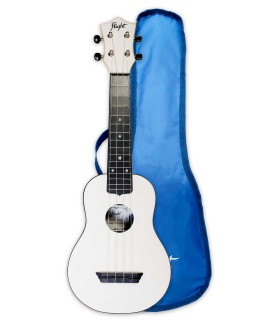 Ukelele soprano Flight modelo TUS 35WH Travel con tapa en tilia con acabado blanco y funda