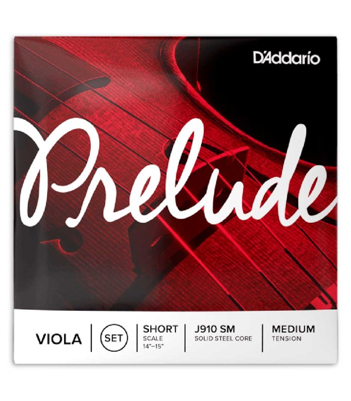 Package cover of the string set D'Addario model Prelude J910SM for viola size 14" or 15"