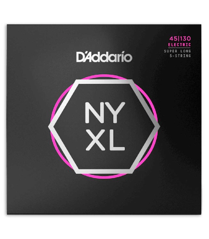 Portada del juego de cuerdas DAddario modelo NYXL45130 de calibres 45 130 para bajo de 5 cuerdas