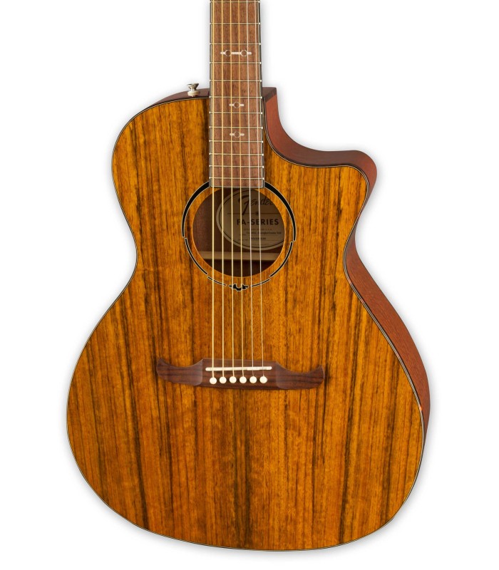 Tampo em ovangkol da guitarra eletroacústica Fender modelo FA 345CE Auditorium ovangkol exotic