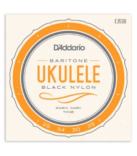 Portada del juego de cuerdas DAddario modelo EJ53B en black nylon (nailón negro) para ukelele barítono