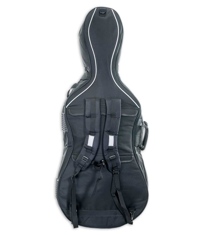 Espalda y correas tipo mochila de la funda Rapsody modelo ACTB negra para violonchelo de tamaño 3/4