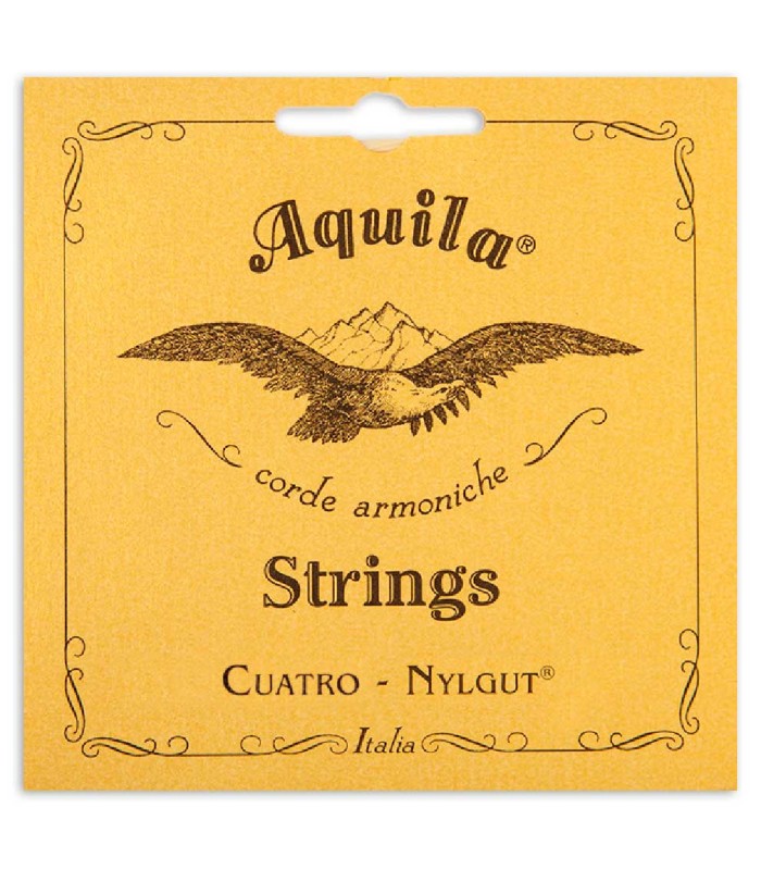Portada del embalaje del juego de cuerdas Aquila modelo 4CH para cuatro venezolano