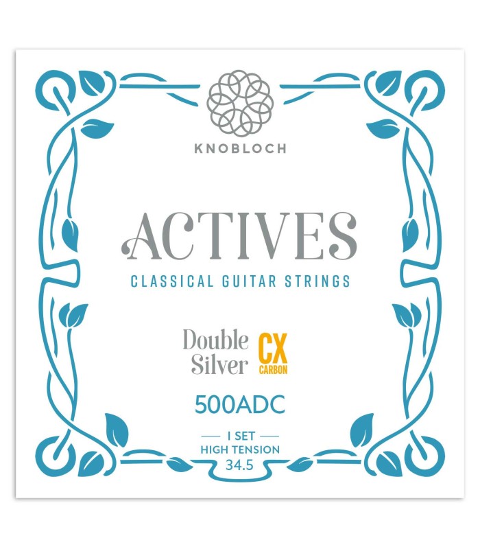 Package cover of the string set Knobloch 500ADC Actives CX Double Silver Carbon