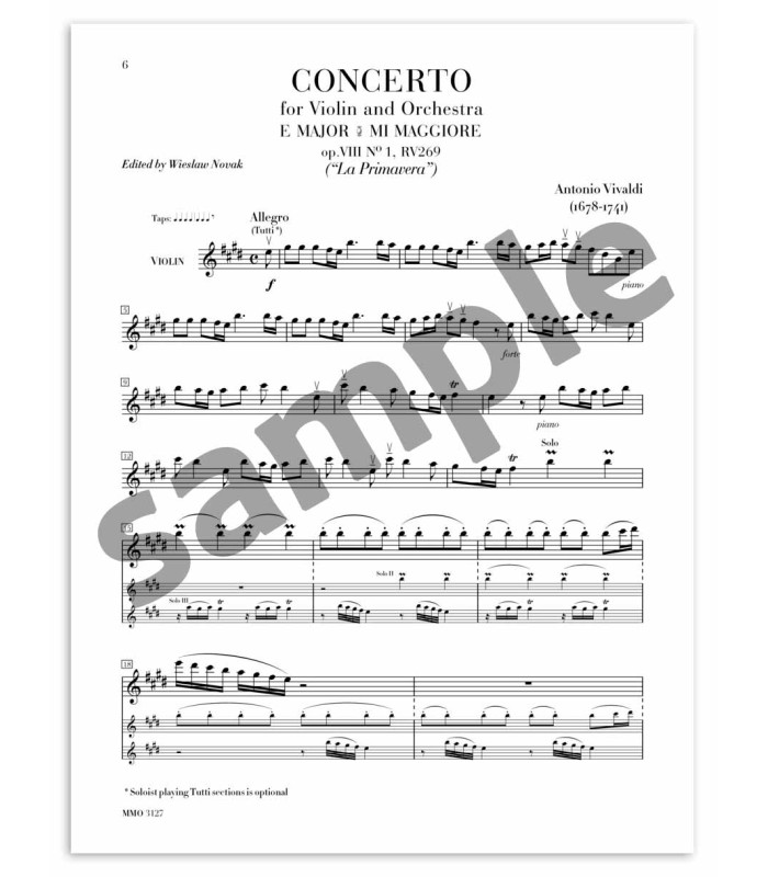 Sample of the book Antonio Vivaldi The Four Seasons Violin and Orchestra HL