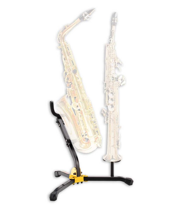 Suporte Hercules modelo DS533BB para sax alto ou tenor com uma estaca adicional para o sax soprano
