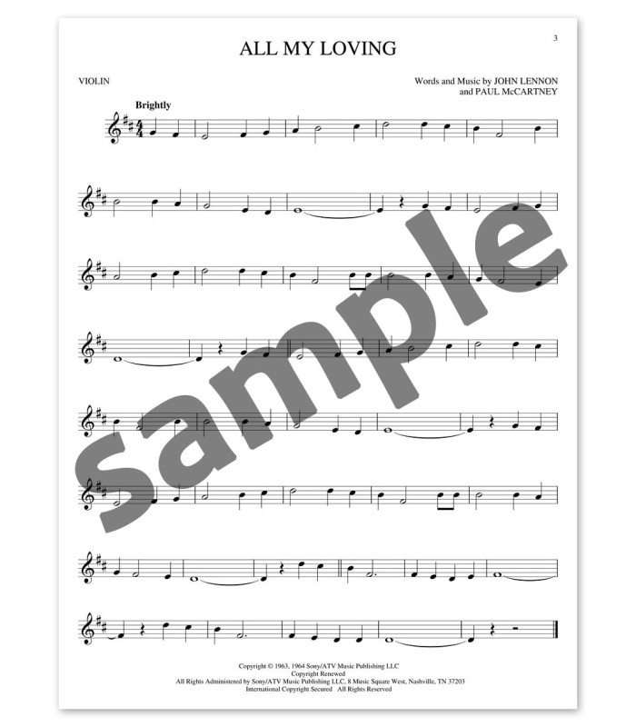 Sample of the book The Best of Beatles 2nd edition Violin