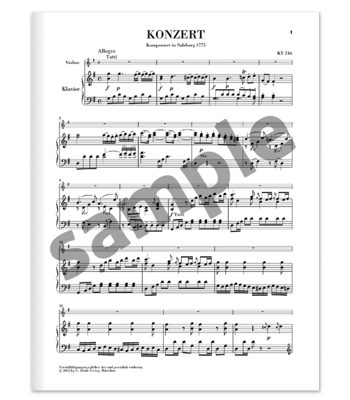 Muestra del libro Mozart Concerto nº 3 Sol
