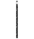 Lápis Agifty modelo B1087 con padrão de notas musicais brancas sobre fundo preto