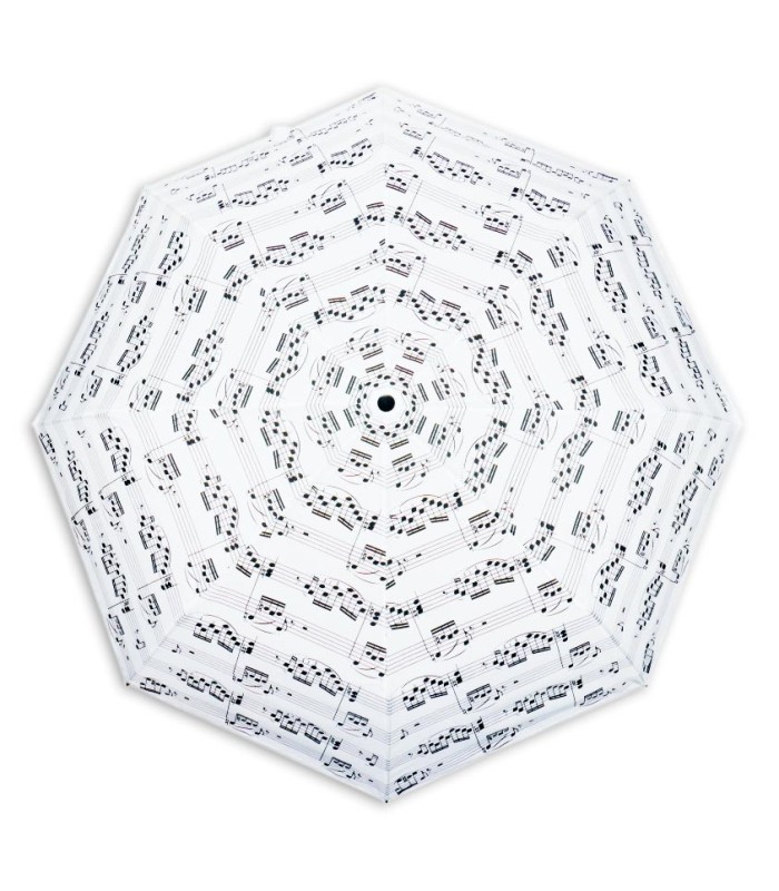 Umbrella Agifty model U2001 in white with musical notes, opened