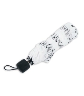 Paraguas Agifty modelo U2001 en color blanco con notas musicales, cerrado
