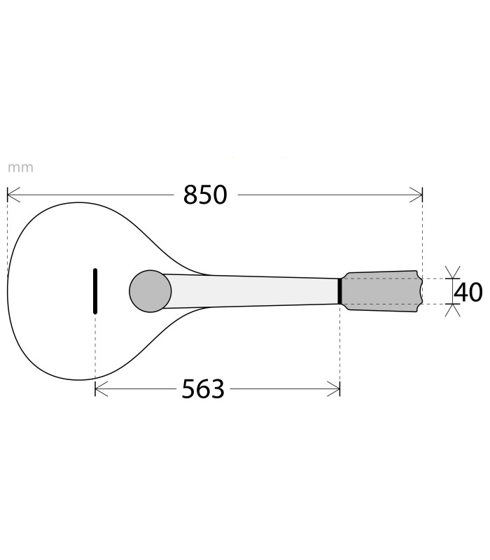 Información de las medidas de la mandolina octavada APC modelo MOC308