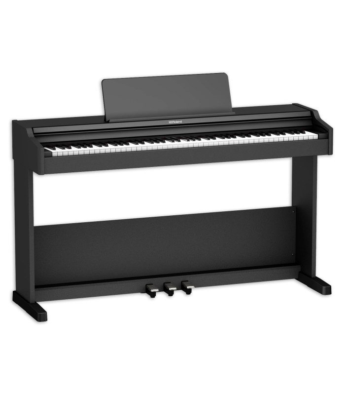 Piano digital Roland modelo RP107-BKX de 88 teclas e 3 pedais com suporte preto