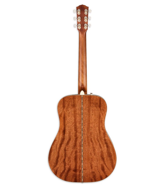 Solid mahogany back and sides of the electroacoustic guitar Fender model Paramount PD-220E Dreadnought Natural