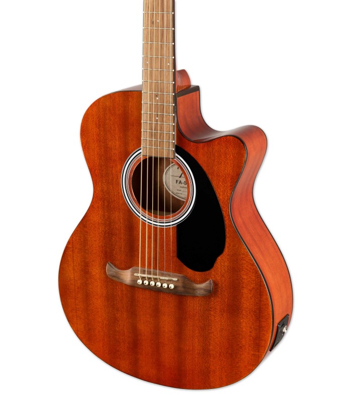 Tampo em mogno da guitarra eletroacústica Fender modelo FA 135CE Concert V2 All Mahogany