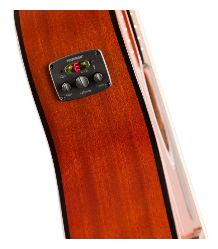 Detalle del preamplificador Fishman CD-1 de la guitarra electroacústica Fender modelo FA 135CE Concert V2 All Mahogany