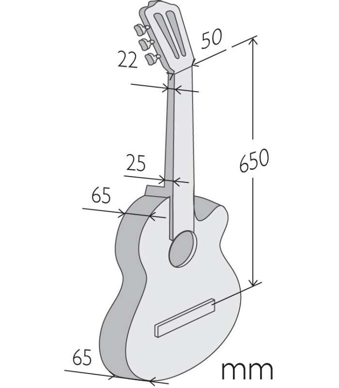 Medidas das travessas da guitarra flamenca Alhambra modelo 3F CT E1