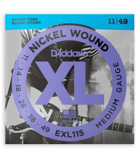 Capa do jogo de cordas DAddario modelo EXL115 de calibres 011 049 para guitarra elétrica