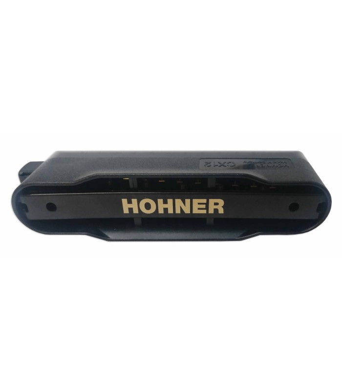 Detalle de la espalda de la armonica Hohner modelo Cromática CX 12 Cromática 7546 48C Black