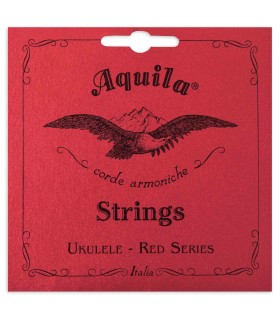 Portada del embalaje del juego de cuerdas Aquila modelo 85U Red Series para ukelele concierto