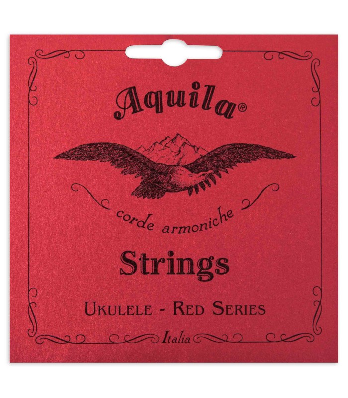 Package cover of the string set Aquila model 85U Red Series for concert ukulele