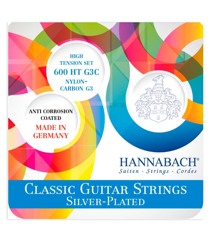 Jogo de cordas Hannabach modelo 600HT em nylon com tensão alta para guitarra clássica