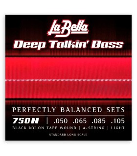 Capa do jogo de cordas LaBella modelo 750N 050 105 nylon preto para baixo elétrico