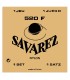 Capa do jogo de cordas Savarez modelo 520F em nylon com Sol bordão e tensão alta para guitarra clássica