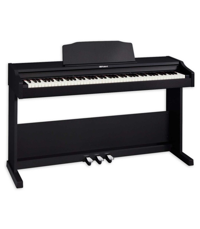 Piano digital Roland modelo RP102 com 88 teclas, 3 pedais e suporte