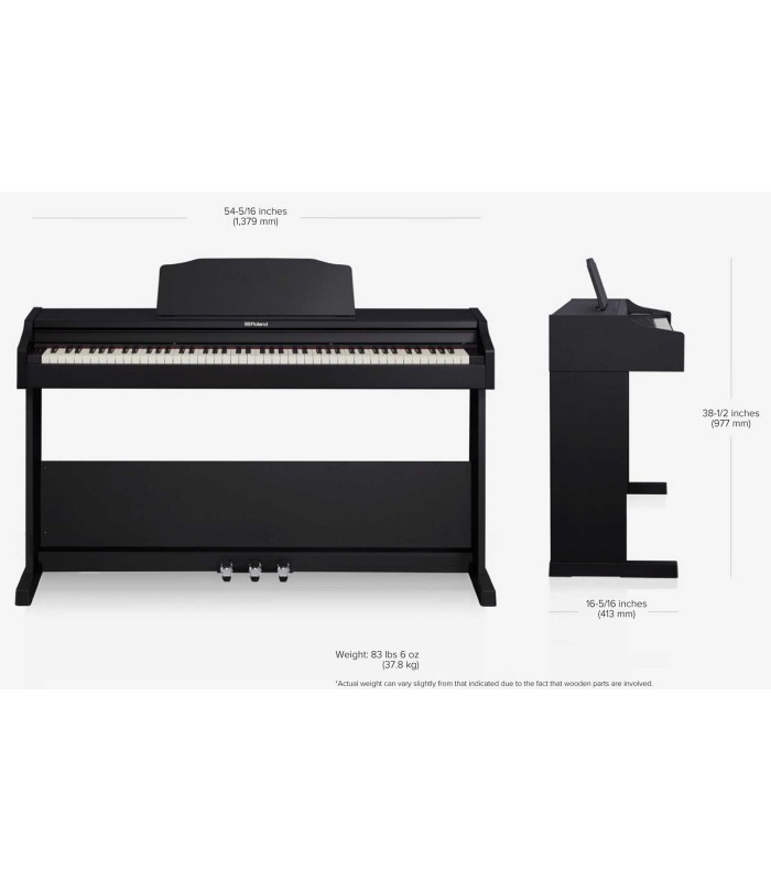 Medidas do piano digital Roland modelo RP102