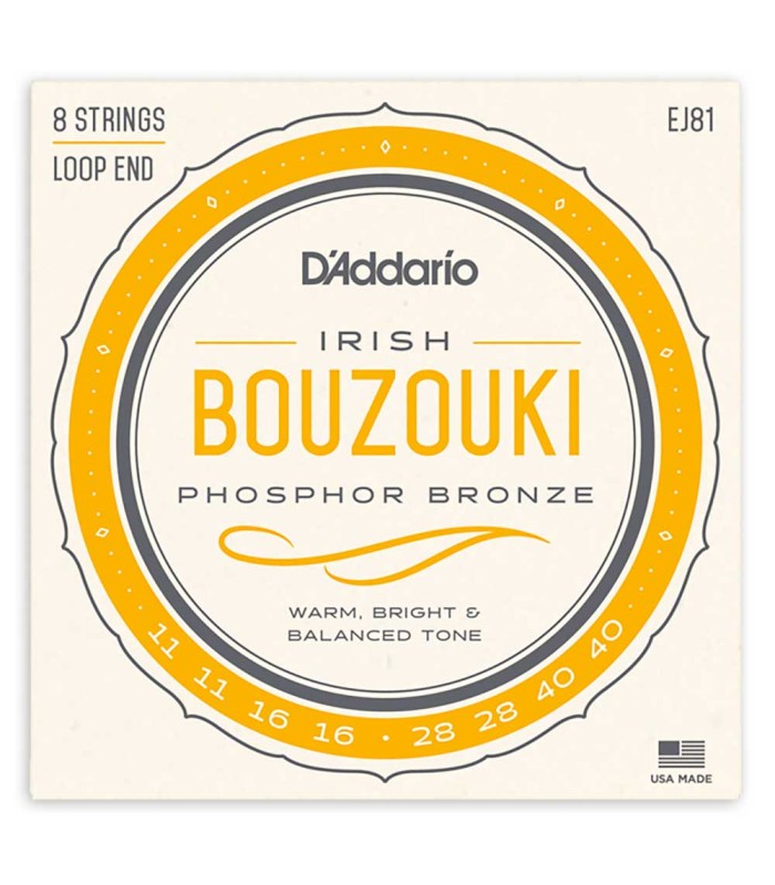 Package cover of the string set DAddario model EJ81 for irish bouzouki