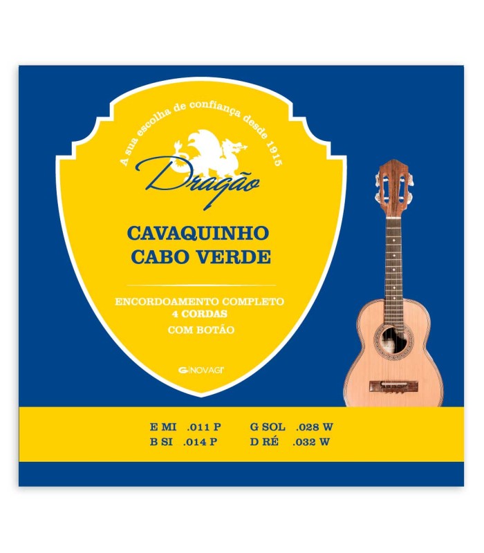Package cover of the string set Dragão modelo 061 with 011 032 gauges for Cape Verde cavaquinho