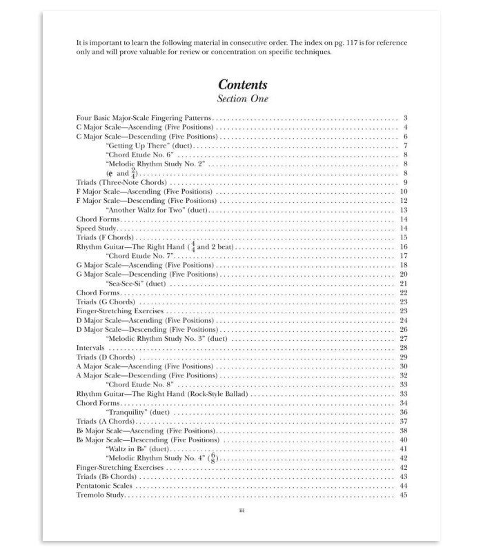 Table of contents of the book A Modern Method for Guitar Vol 2 Berkelee HL