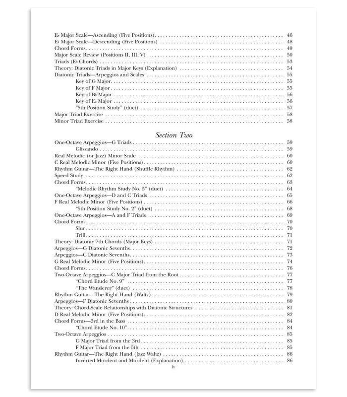 2ª página do índice do livro A Modern Method for Guitar Vol 2 Berkelee HL