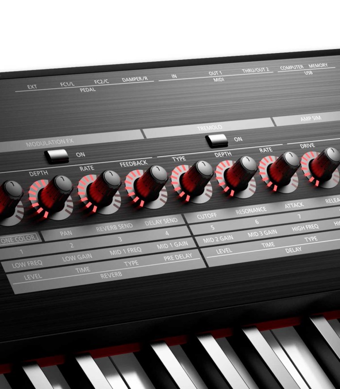 Detalle de otros controles del piano digital Roland modelo RD 2000 Stage Piano