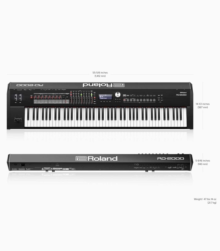 Medidas do piano digital Roland modelo RD 2000 stage piano