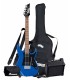 Pack Ibanez modelo Jumpstart IJRX20 BL con una guitarra eléctrica, funda, púas, correa, amplificador y afinador