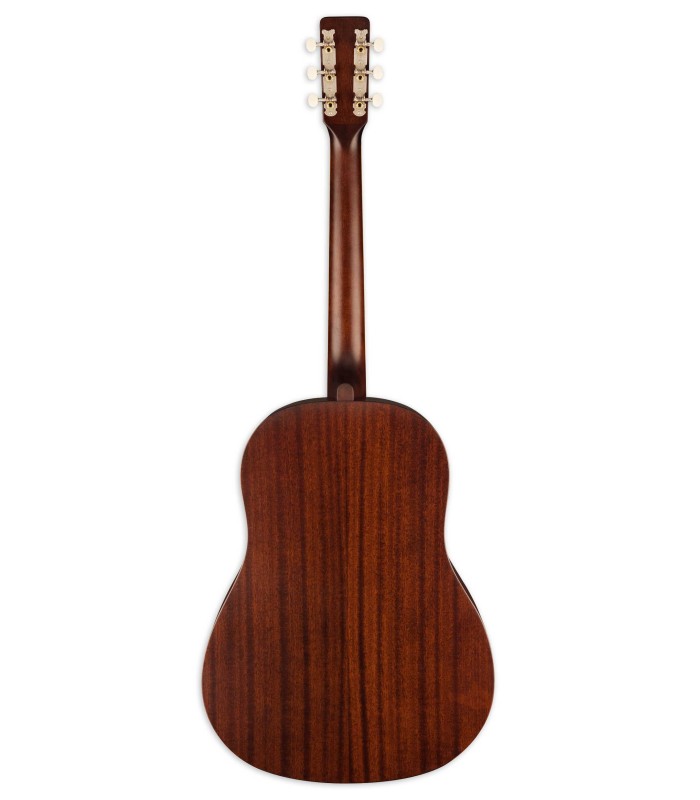 Fundo e ilhargas em Sapele da guitarra acústica Gretsch modelo Jim Dandy Dread Frontier Stain