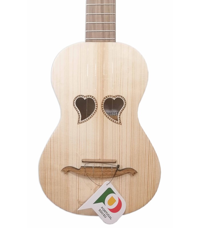 Solid spruce top of the APC cavaquinho model 2 Hearts Soundhole